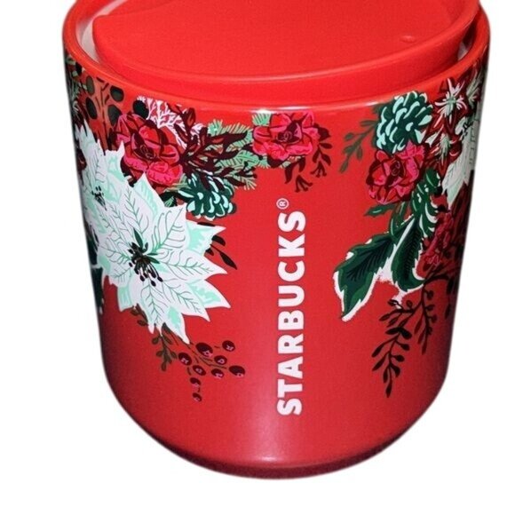 Starbucks Holiday Floral Ceramic Mug 8oz Red & Green - Picture 2 of 5